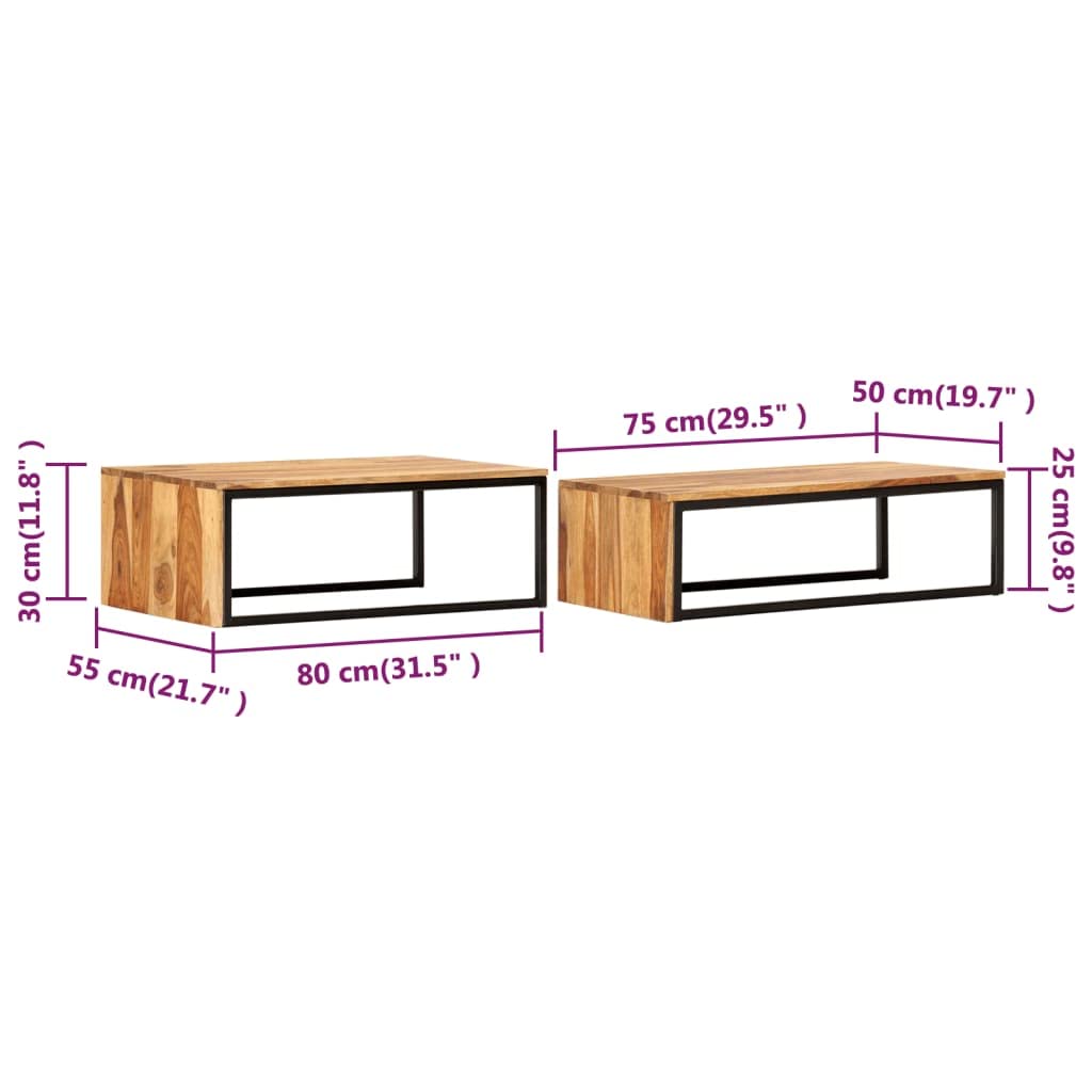 Solid Sheesham Wood Nesting Coffee Table Set G7304