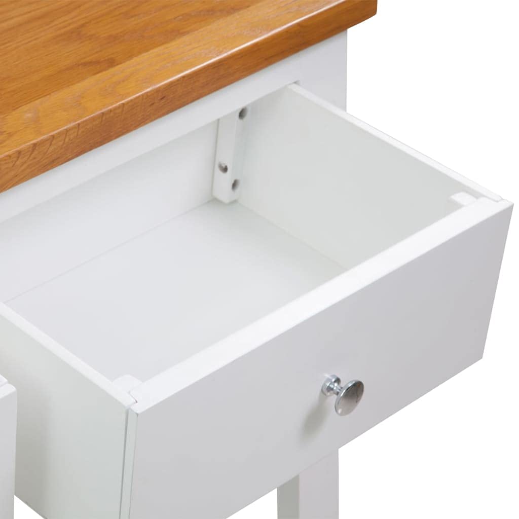 Brown Solid Oak and Acacia Wood Console Table with 2 Drawers and Storage Shelf W109