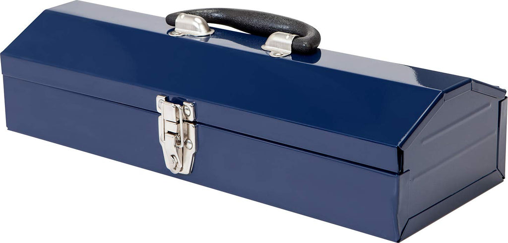 16" Portable Steel Tool Box with Metal Latch Closure, Blue M672