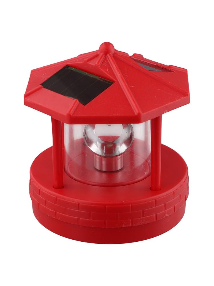 Rotating Solar Lighthouse Light Outdoor Garden Lawn Lamp with 2 Panels J148862