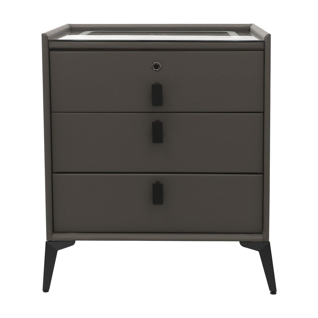 Solid Wood Nightstand with 3 Drawers A7386