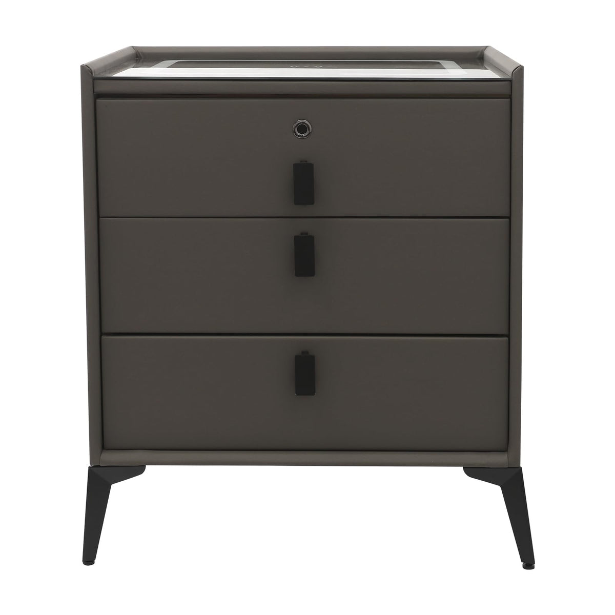 Solid Wood Nightstand with 3 Drawers A7386