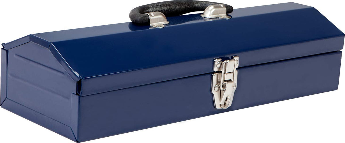16" Portable Steel Tool Box with Metal Latch Closure, Blue M672