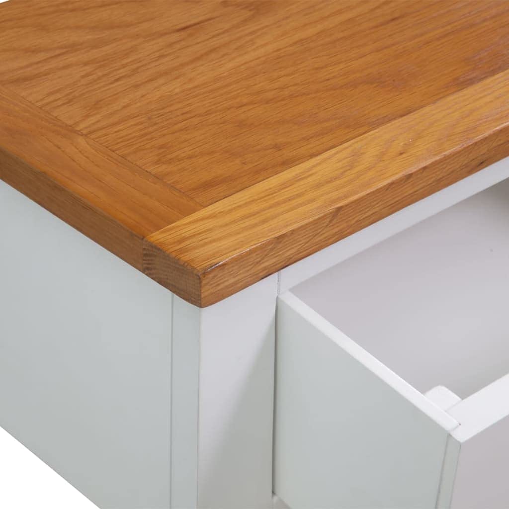 Brown Solid Oak and Acacia Wood Console Table with 2 Drawers and Storage Shelf W109