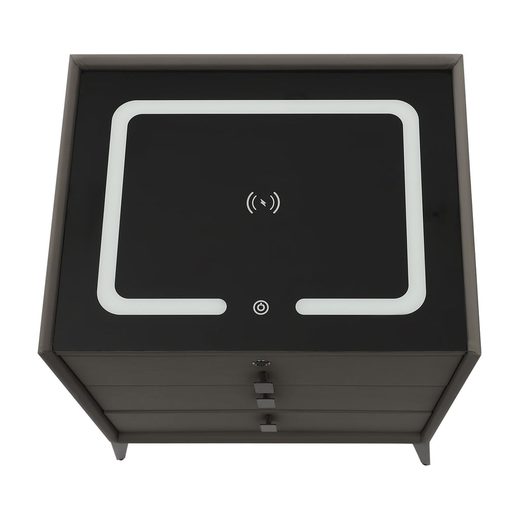 Solid Wood Nightstand with 3 Drawers A7386