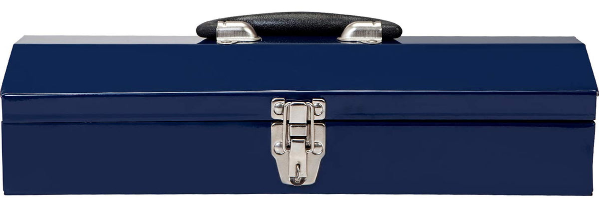 16" Portable Steel Tool Box with Metal Latch Closure, Blue M672