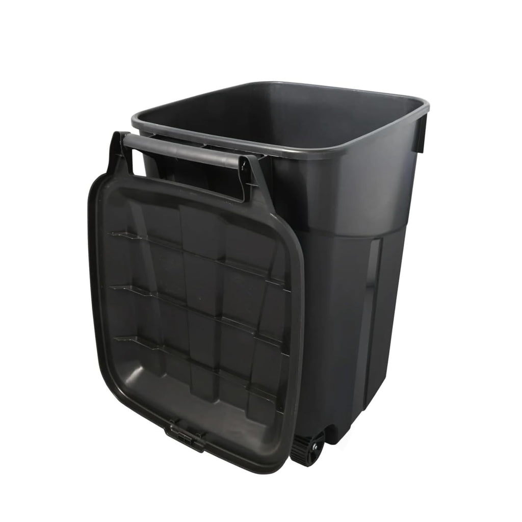 Black 45 Gallon Wheeled Heavy Duty Plastic Trash Can with Lid K5498