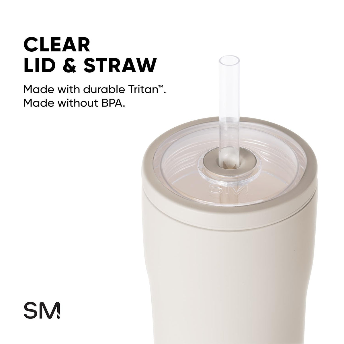 Glass Iced Coffee Cup with Straw Lid 20oz Beige T6890