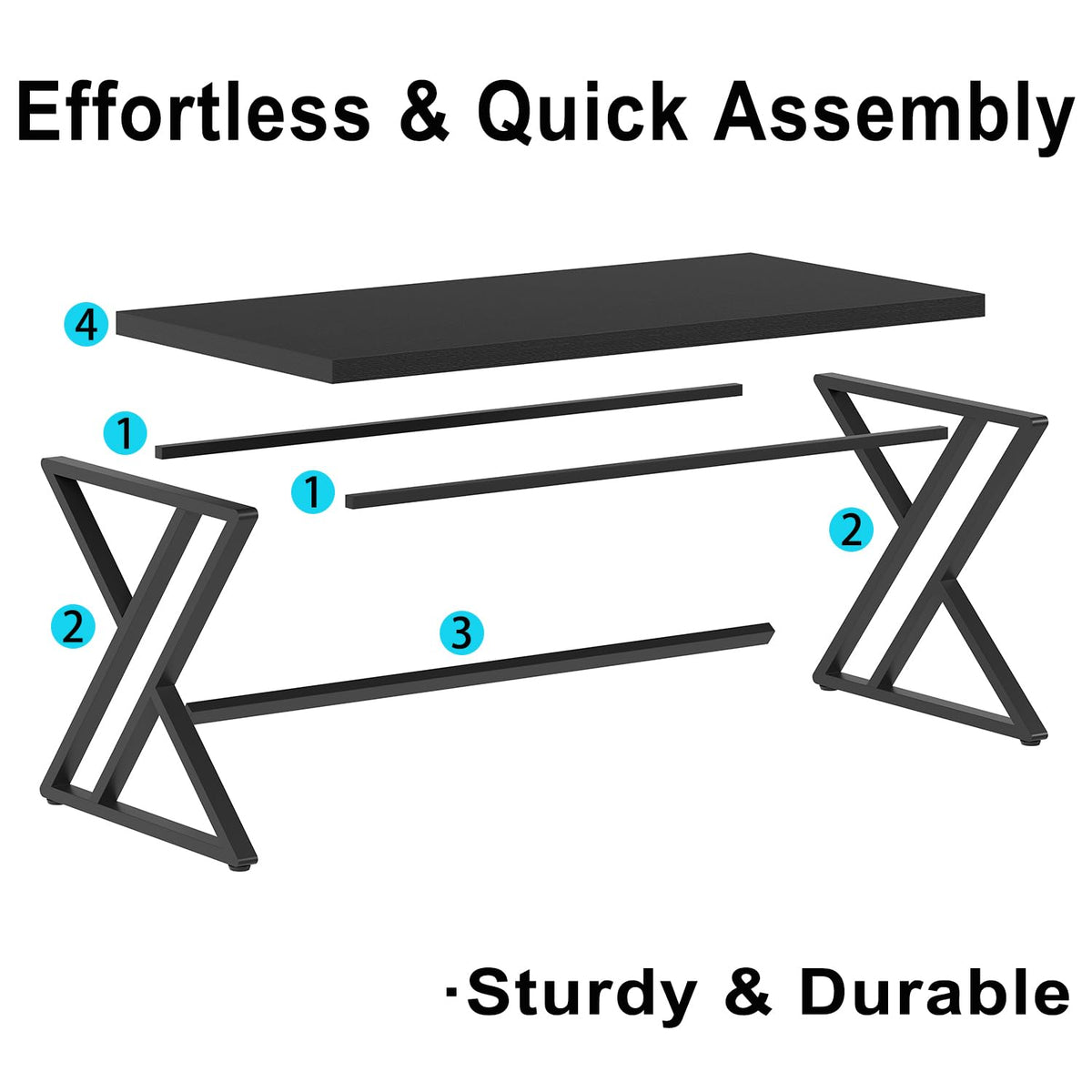 Black 47 Inch Metal and Wood Computer Desk U318
