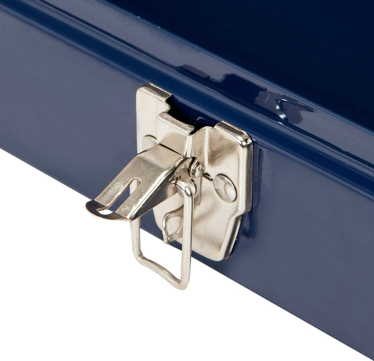 16" Portable Steel Tool Box with Metal Latch Closure, Blue M672