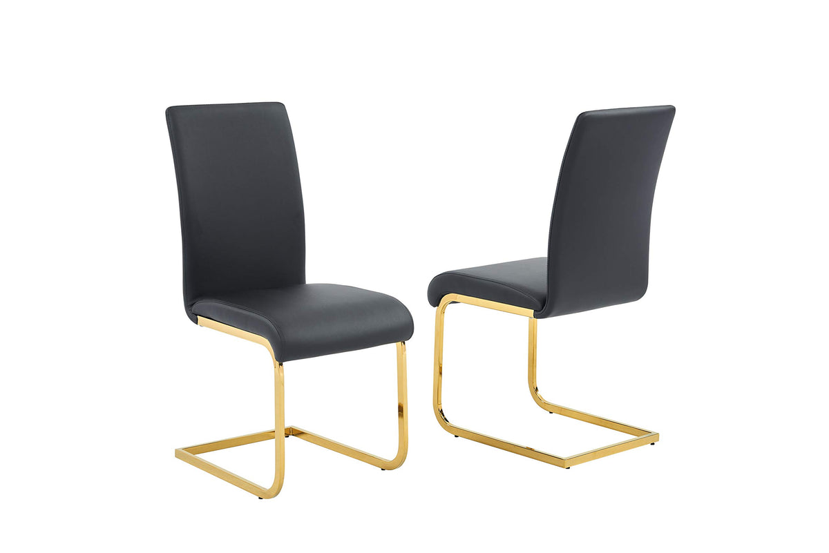 Black Faux Leather Dining Chairs Set of 2 N3681