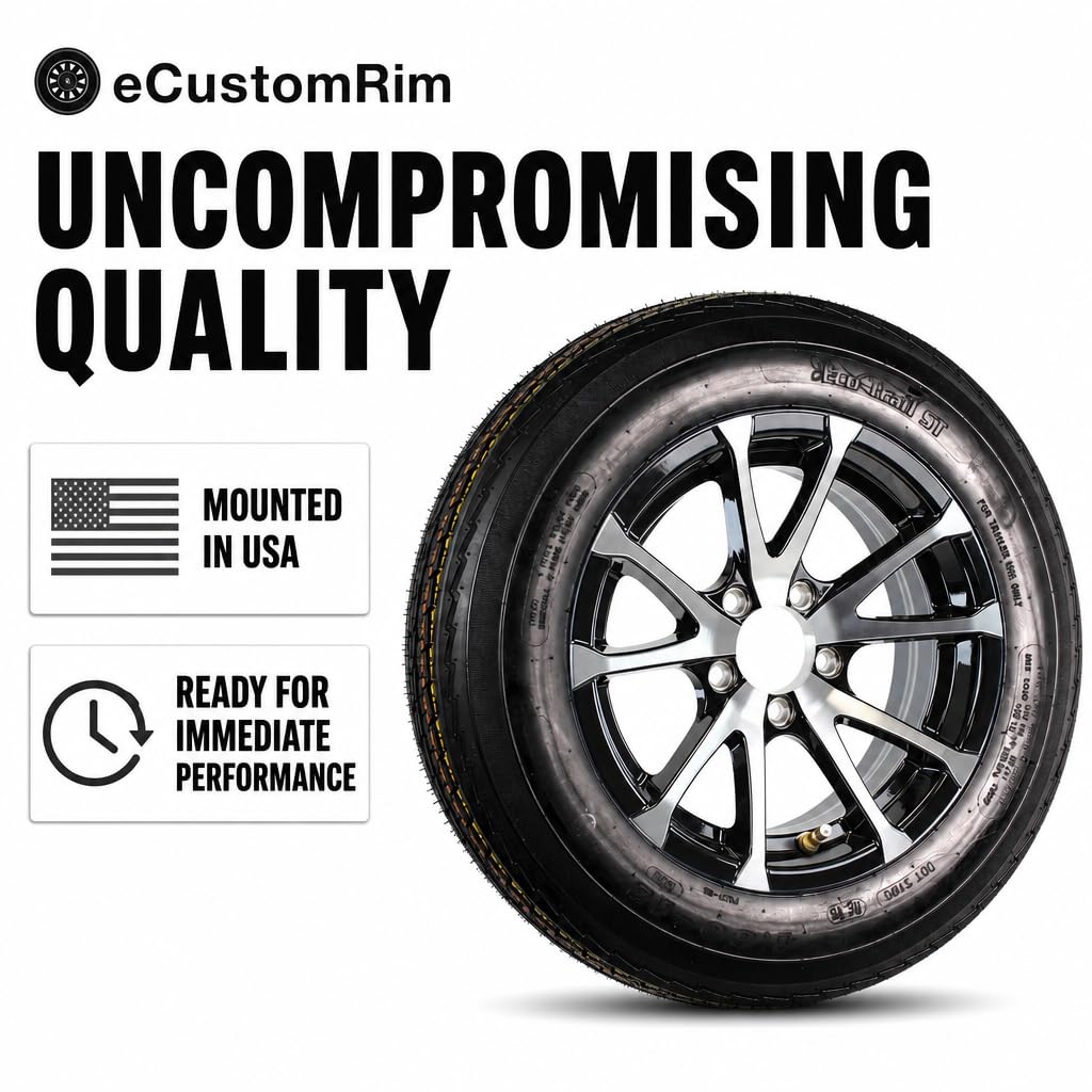 2 Pack Trailer Tire Rim Assembly Black H907064