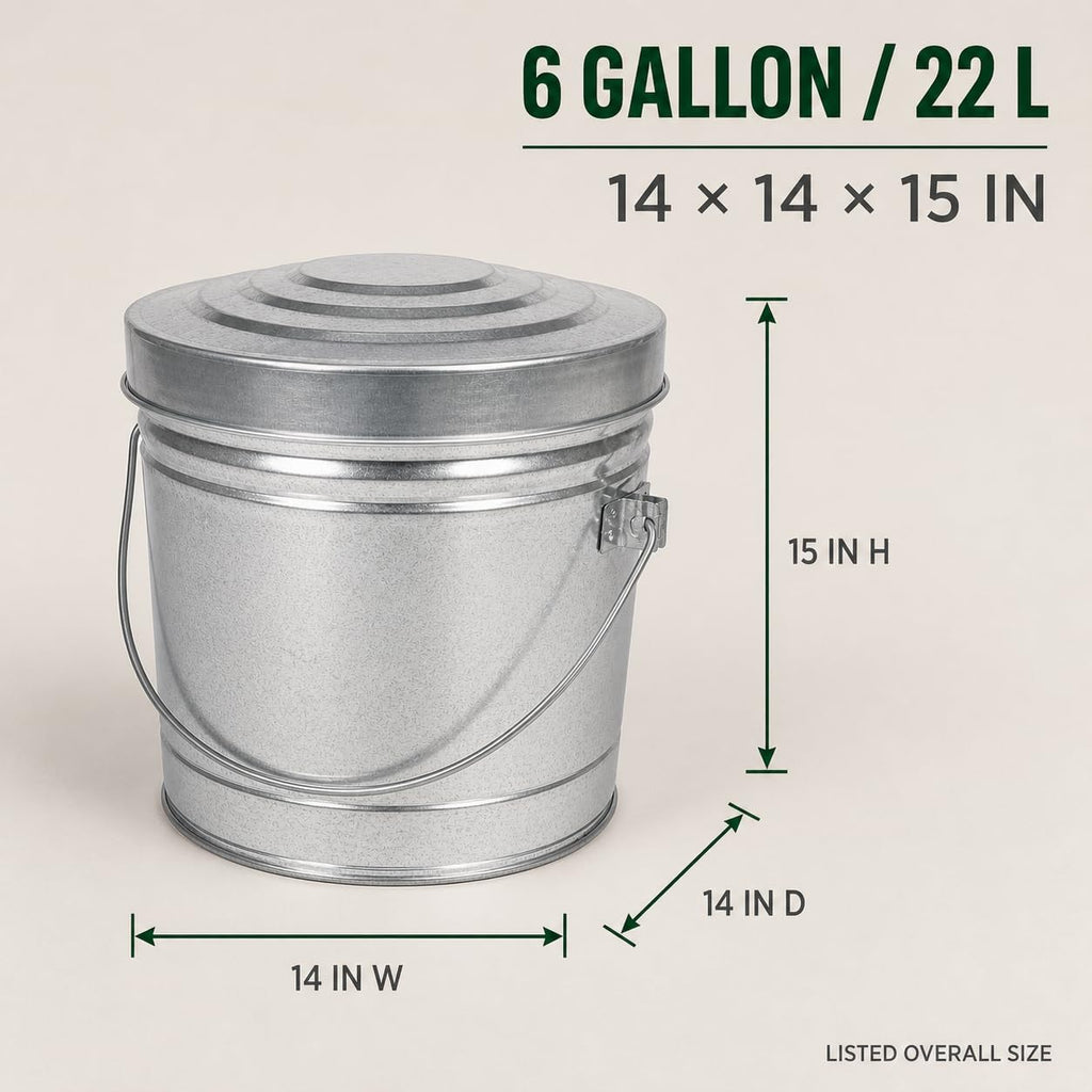 6 Gal Galvanized Steel Storage Can with Locking Lid B28347