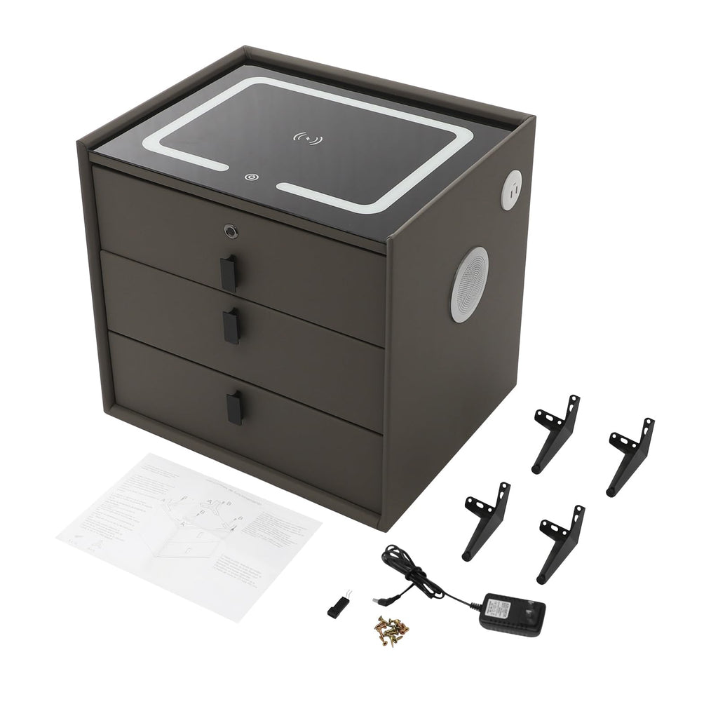 Solid Wood Nightstand with 3 Drawers A7386