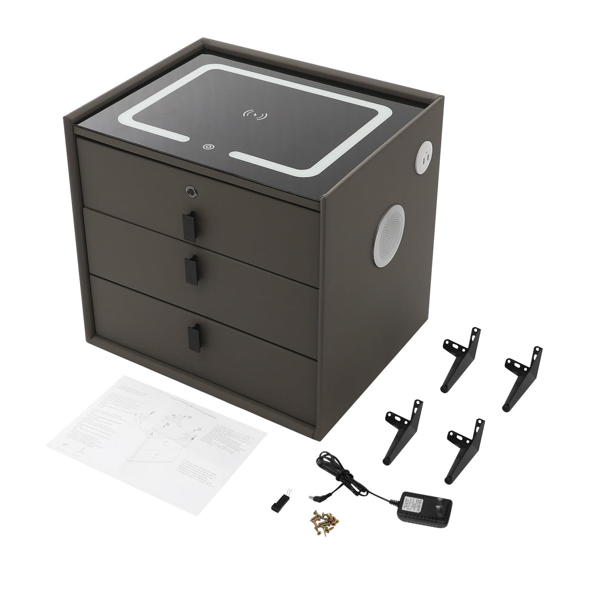 Solid Wood Nightstand with 3 Drawers A7386