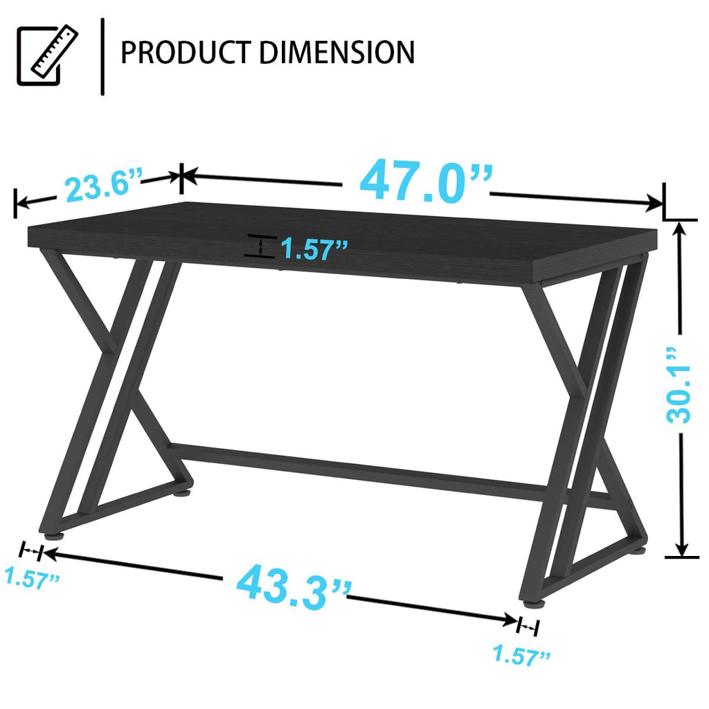 Black 47 Inch Metal and Wood Computer Desk U318