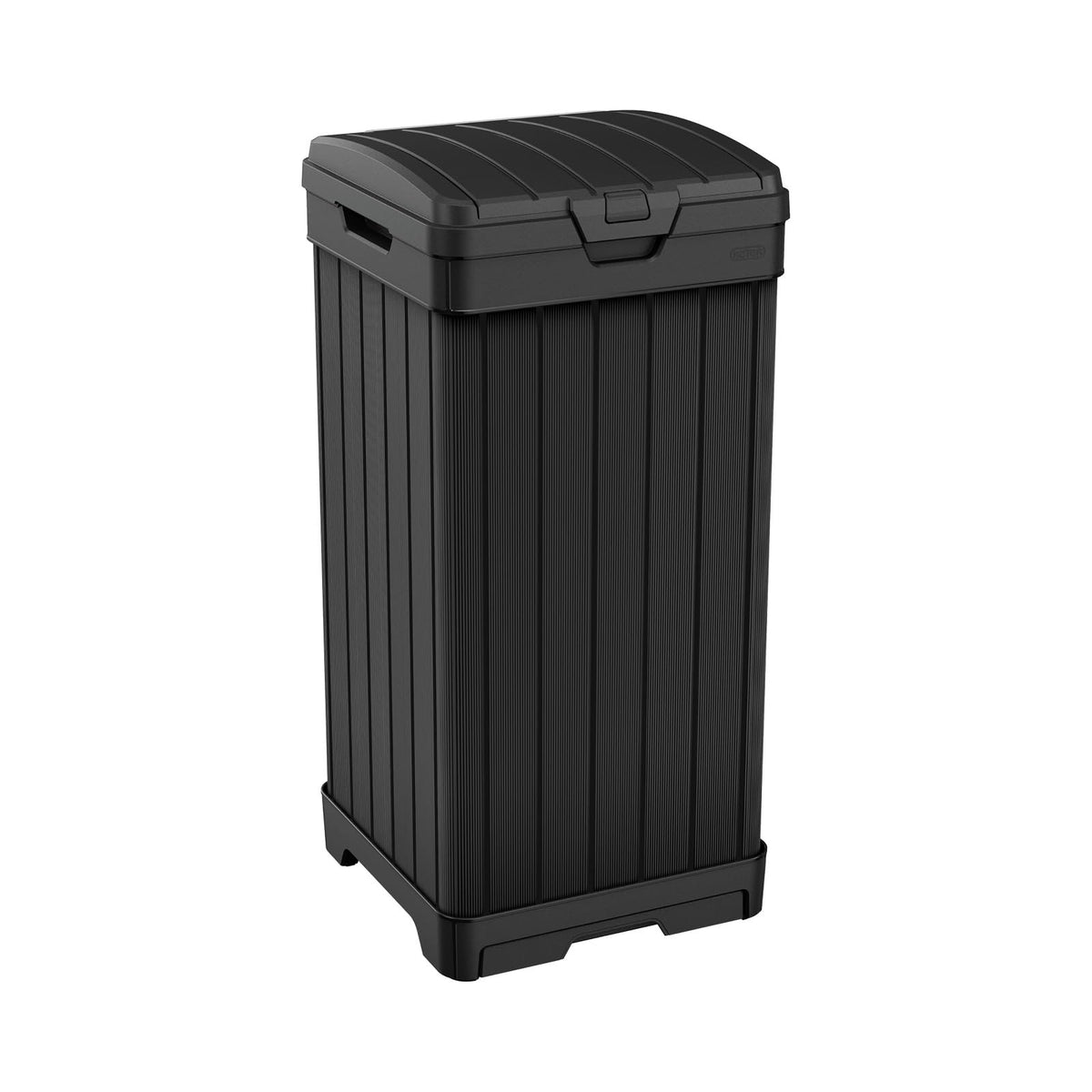 Black 38 Gallon Outdoor Trash Can with Lid and Drip Tray F18915