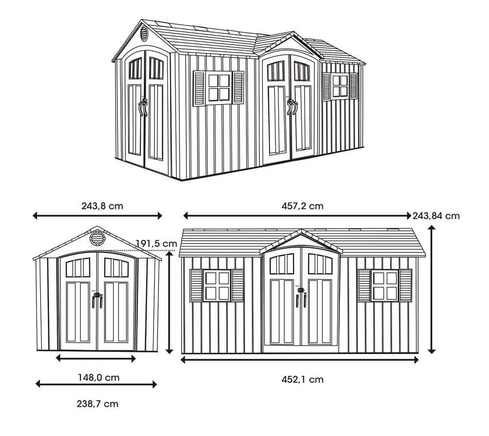 15 ft x 8 ft Gray Resin Outdoor Storage Shed J7921