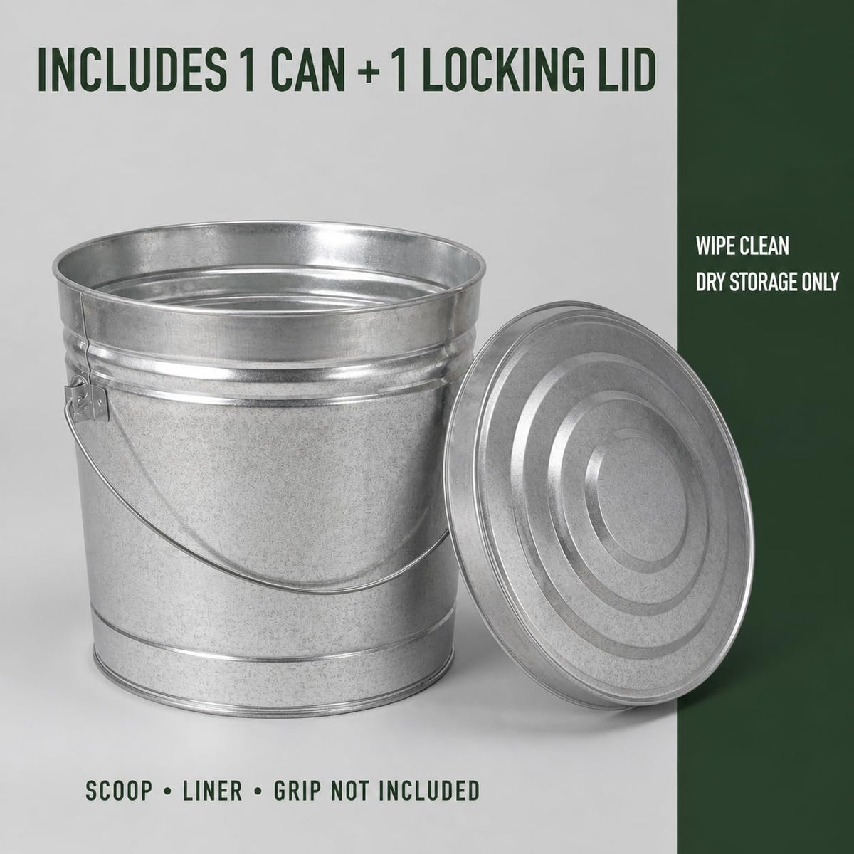 6 Gal Galvanized Steel Storage Can with Locking Lid B28347