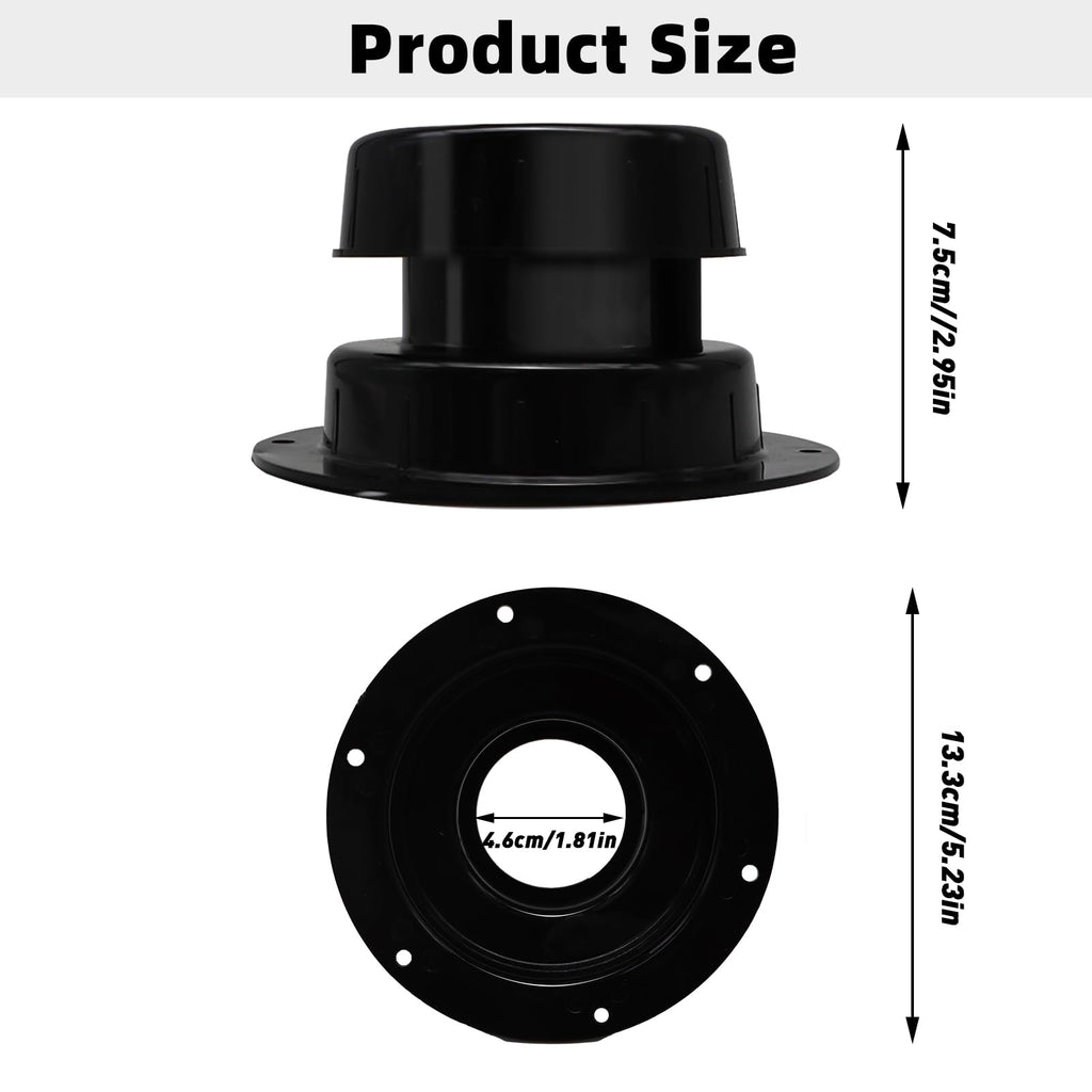 RV Plumbing Vent Caps Kit 2Pcs Plastic Roof Sewer Vent Cover Caps Black P10150