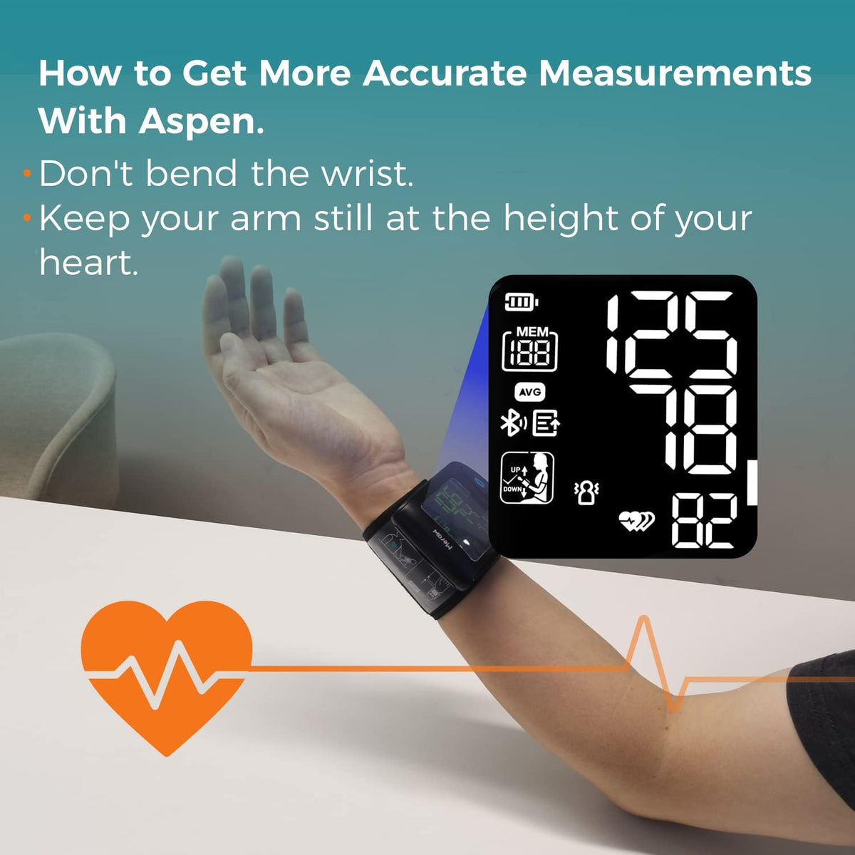 Blood Pressure Monitor Adult Cuff Wrist Automatic Bluetooth Black F23963