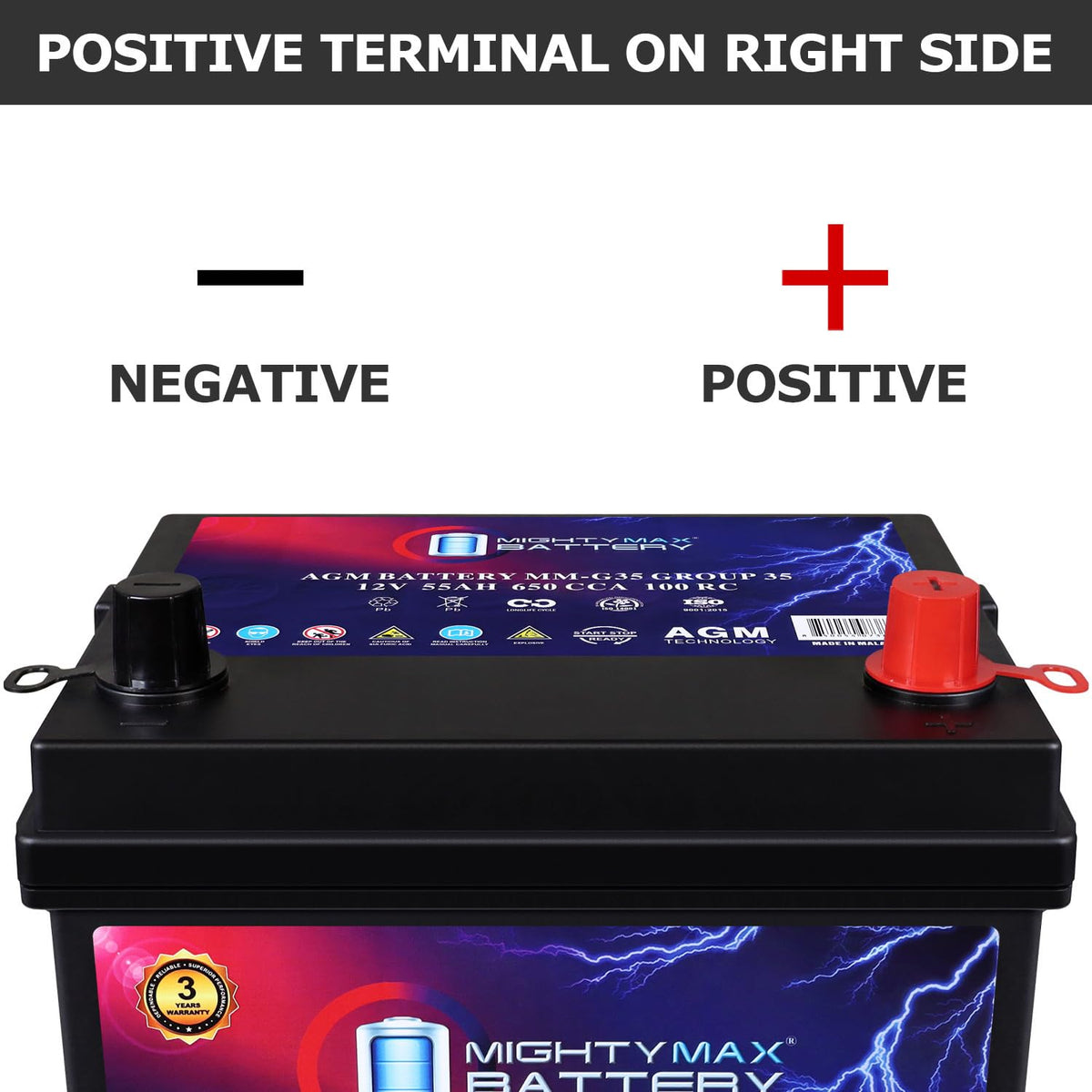 12V 55Ah AGM Replacement Battery M494