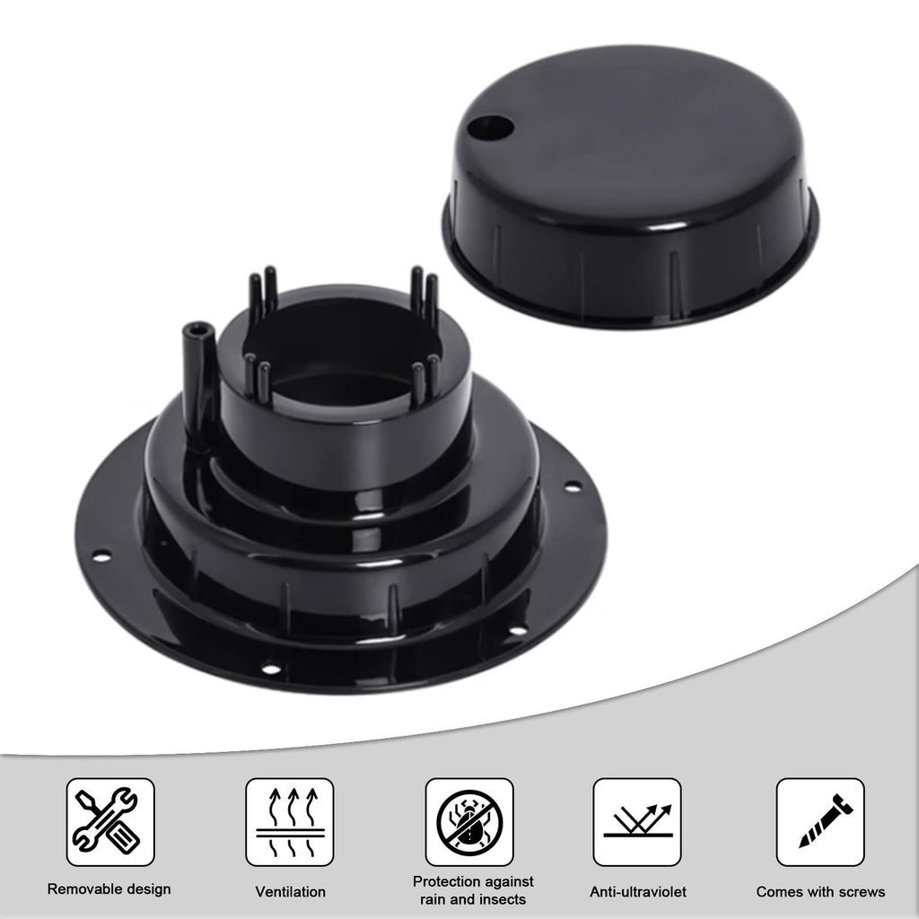 RV Plumbing Vent Caps Kit 2Pcs Plastic Roof Sewer Vent Cover Caps Black P10150