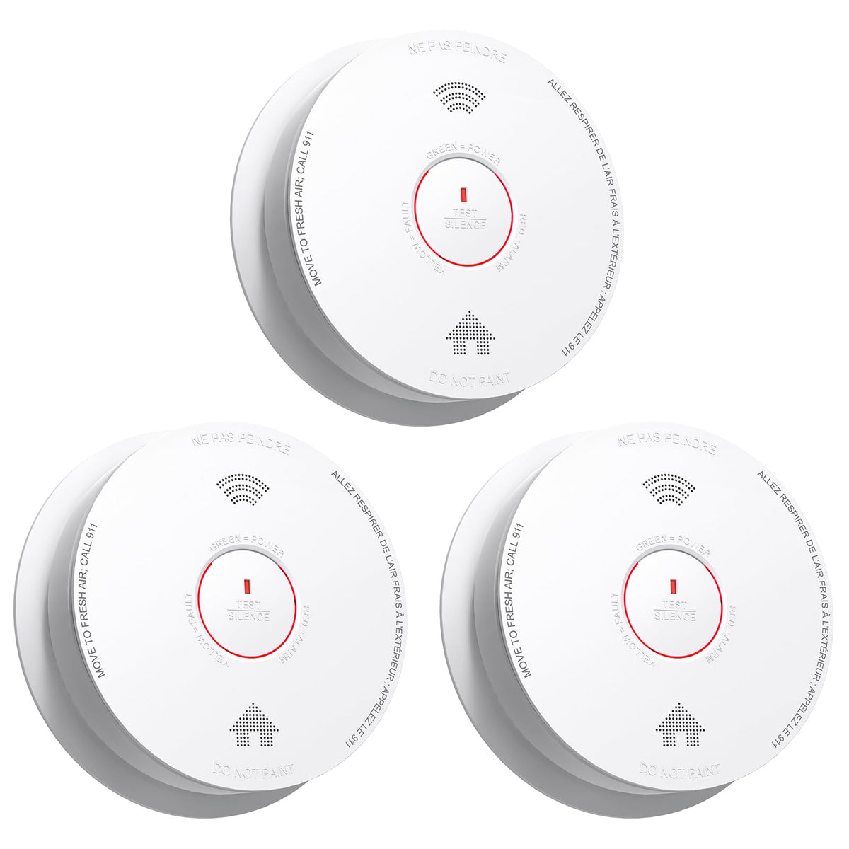 Smoke Detectors 10 Year Sealed Battery Operated 3 Pack T71953