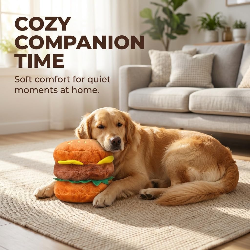 Hamburger Shape Dog Plush Squeaky Toy L2176