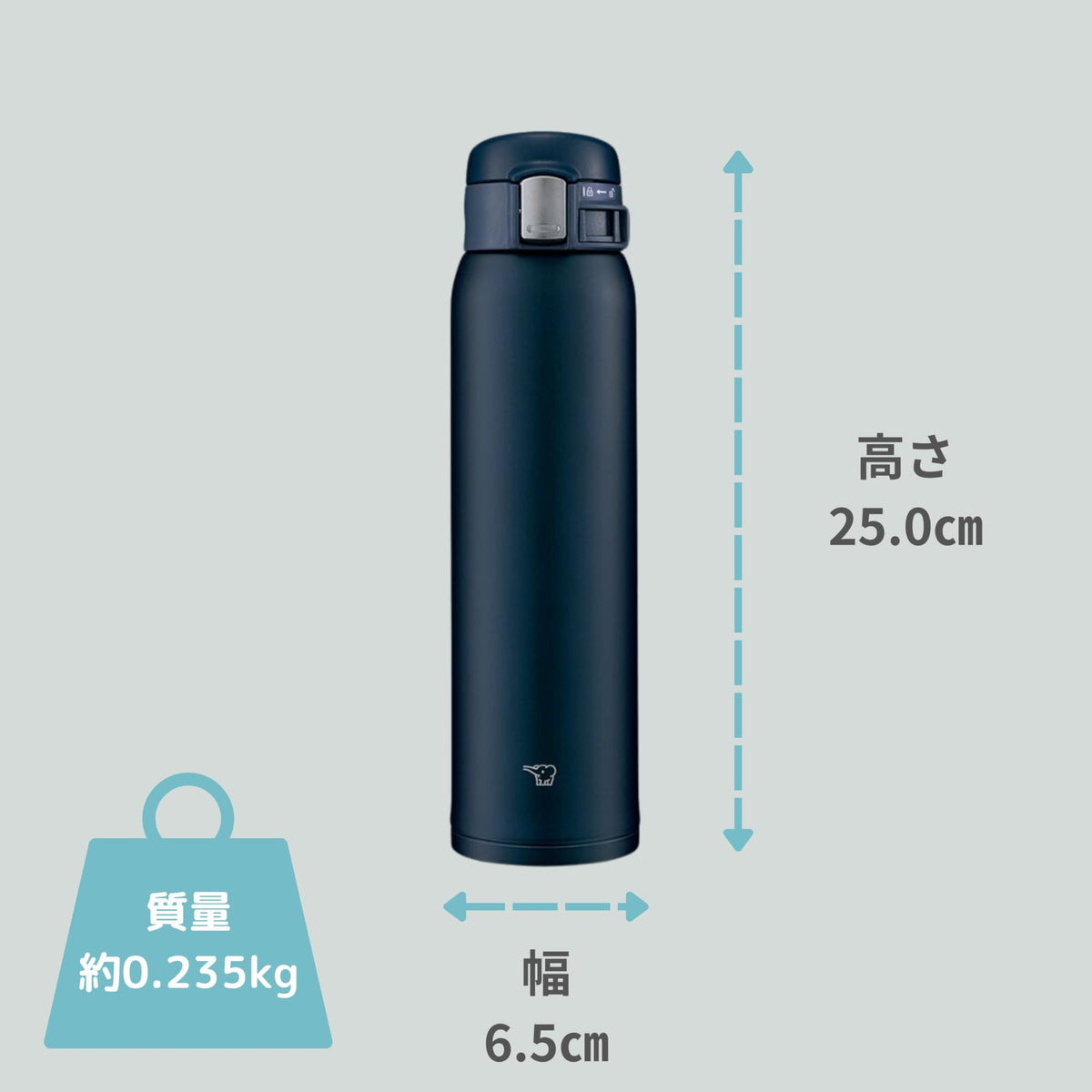 Stainless Steel Water Bottle 600ml Navy M707644