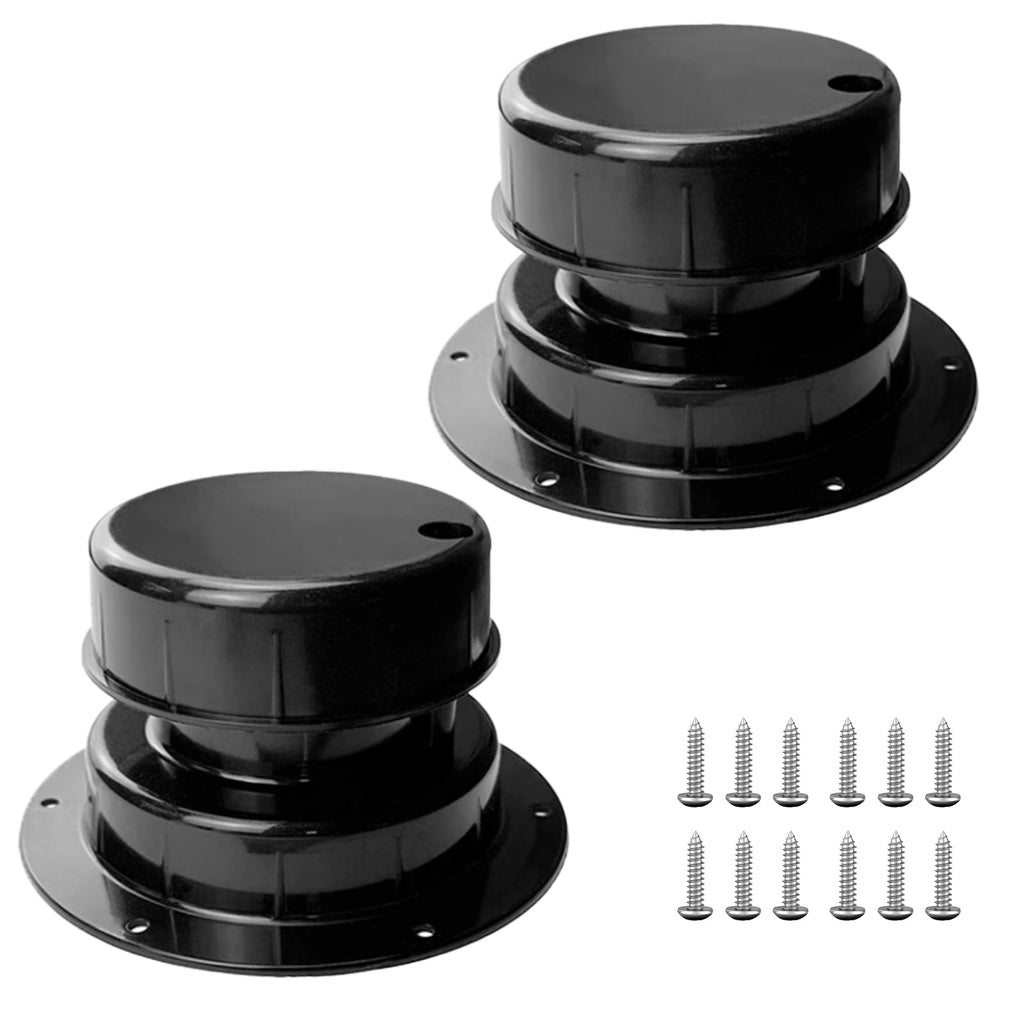 RV Plumbing Vent Caps Kit 2Pcs Plastic Roof Sewer Vent Cover Caps Black P10150
