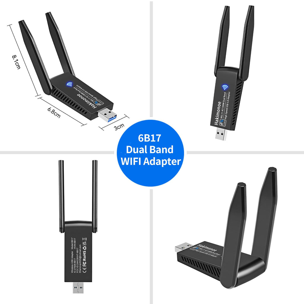 USB 3.0 AC1300Mbps Dual Band WiFi Adapter D302776