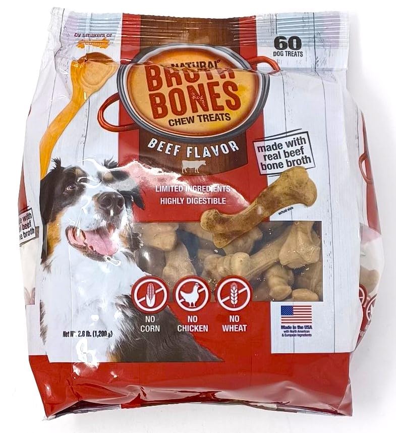 All-Natural Beef Broth Bones Dog Treats 60 Count 2.6 LB Y79064