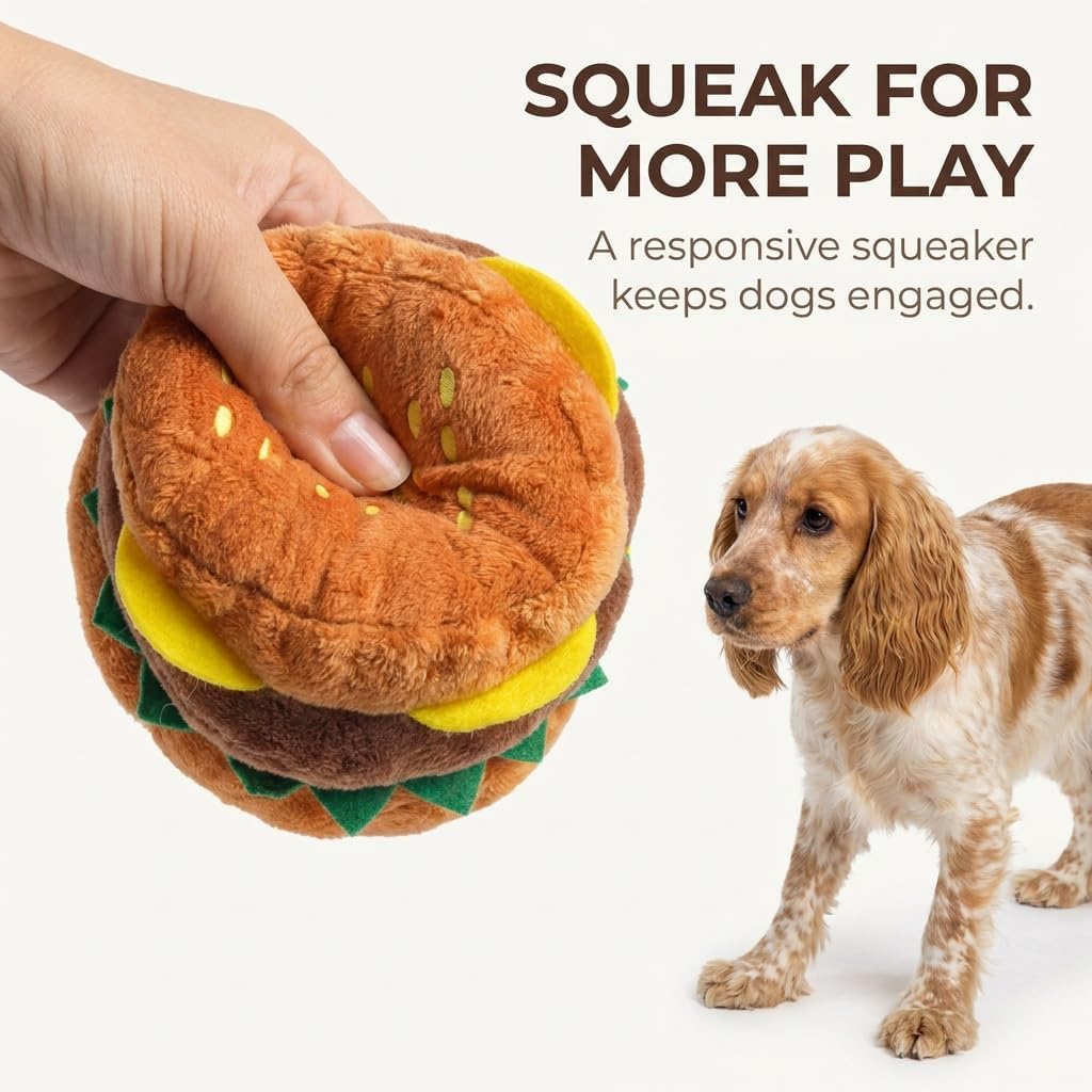 Hamburger Shape Dog Plush Squeaky Toy L2176