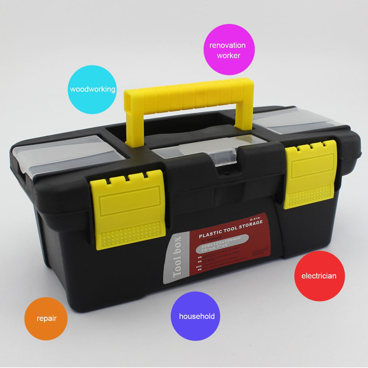 10" Plastic Tool Box with Removable Tool Tray I4522
