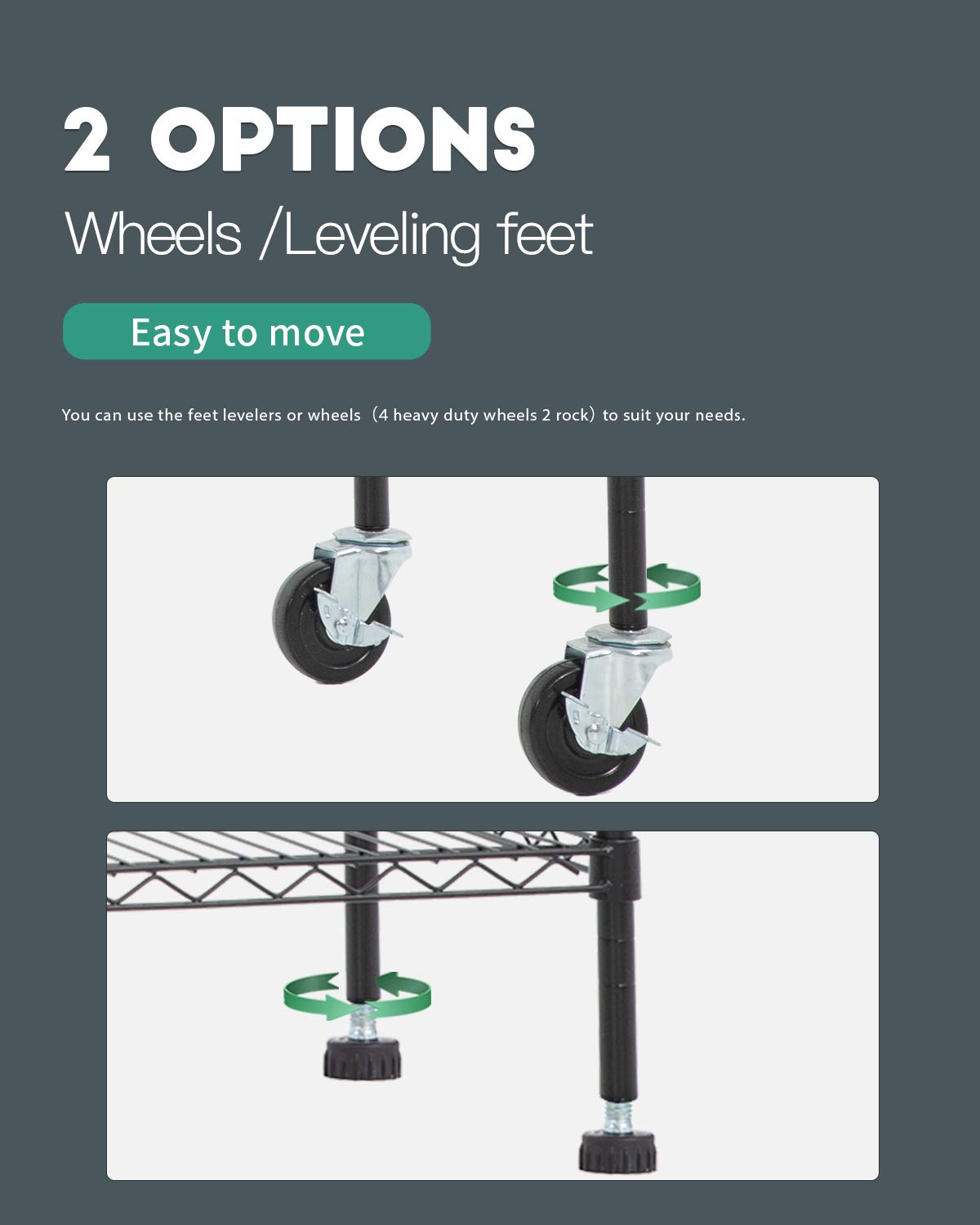 6 Tier Steel Wire Shelving Unit with Wheels G54690