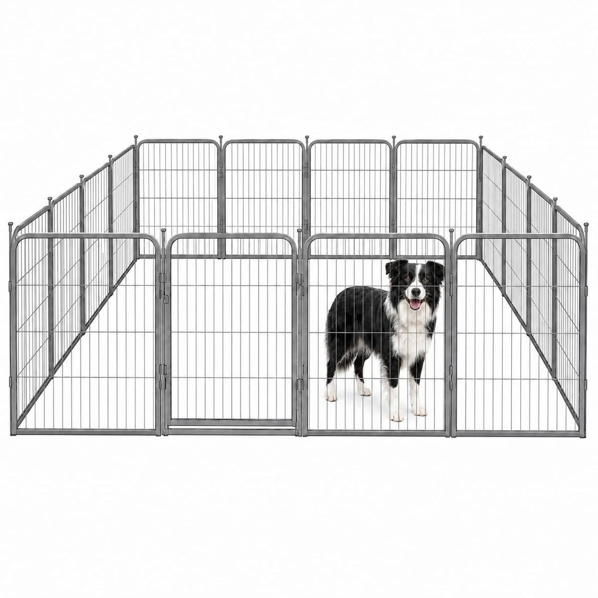 32'' 16 Panels Grey Metal Heavy Duty Dog Play Pen Y11187