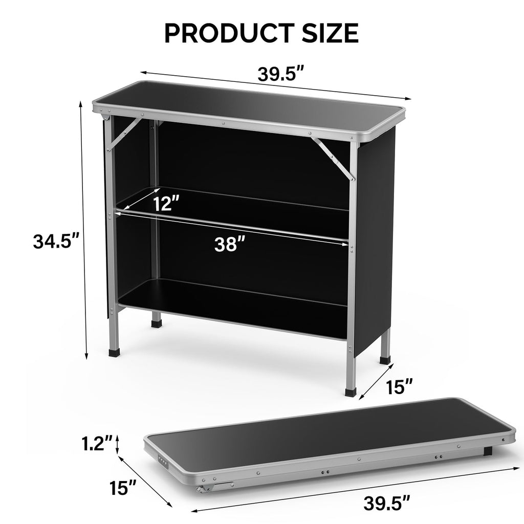 Aluminum 2-Tier Folding Camping Table with Carrying Bag A52421
