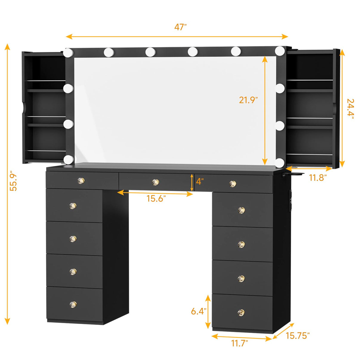 Black Vanity Desk with Mirror T202085