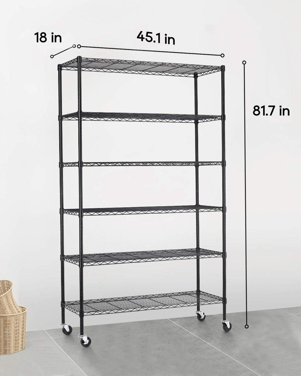 6 Tier Steel Wire Shelving Unit with Wheels G54690