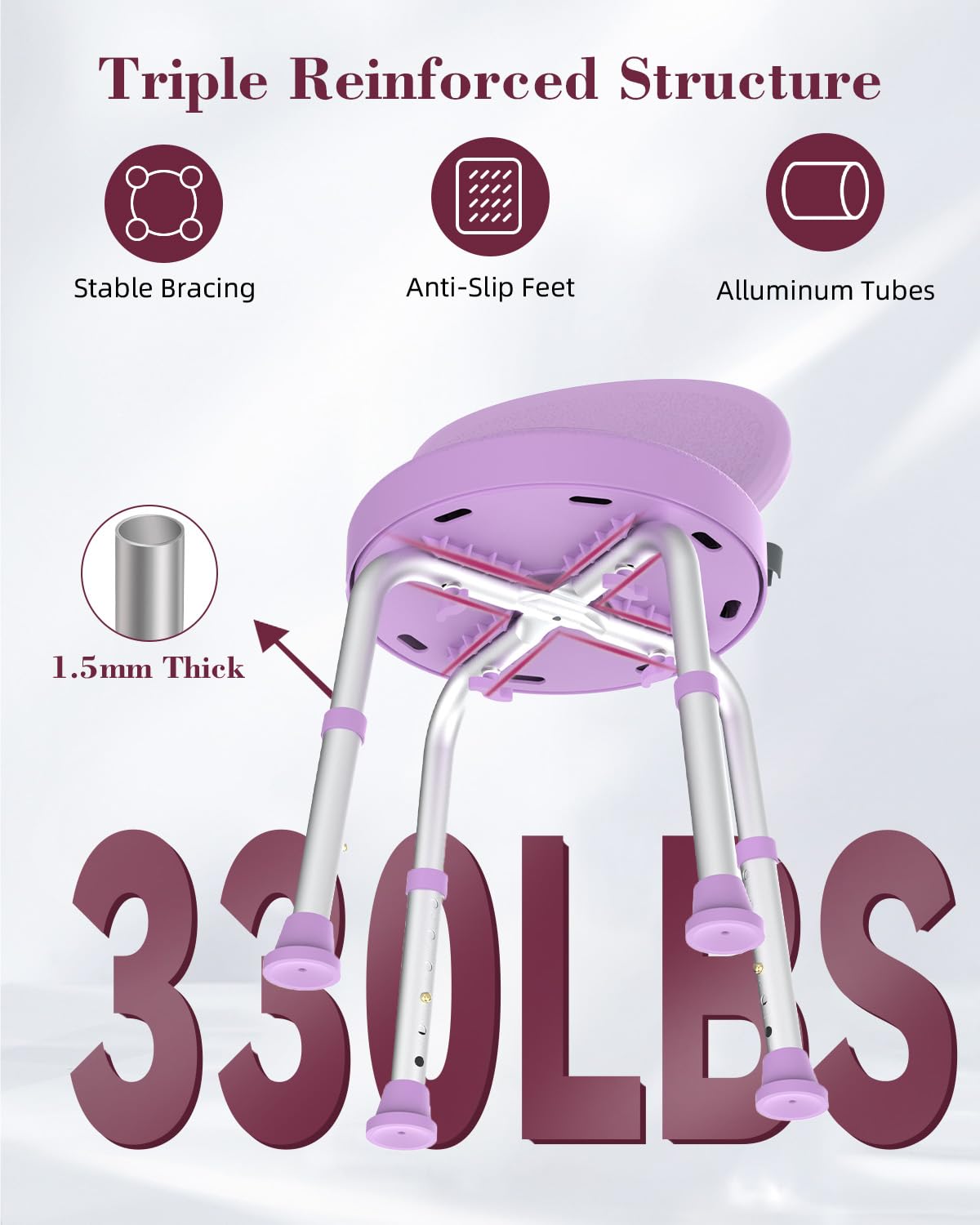 Swivel Shower Chair with Backrest B298471