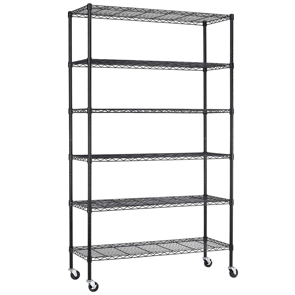6 Tier Steel Wire Shelving Unit with Wheels G54690
