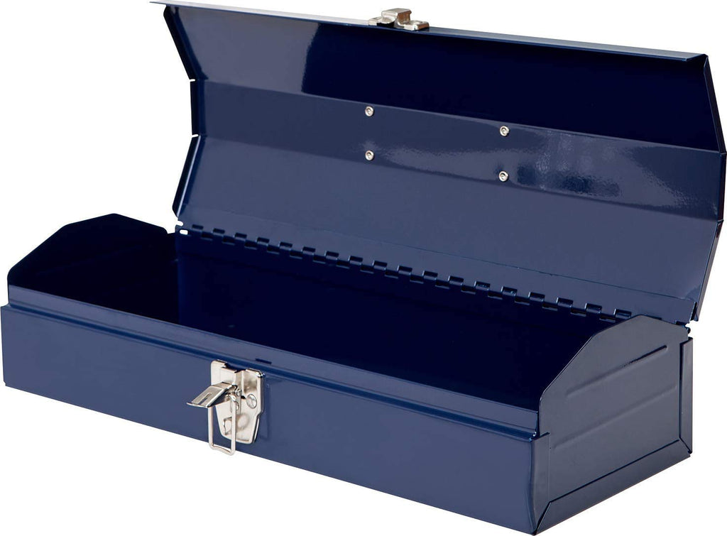 16" Portable Steel Tool Box with Metal Latch Closure, Blue M672