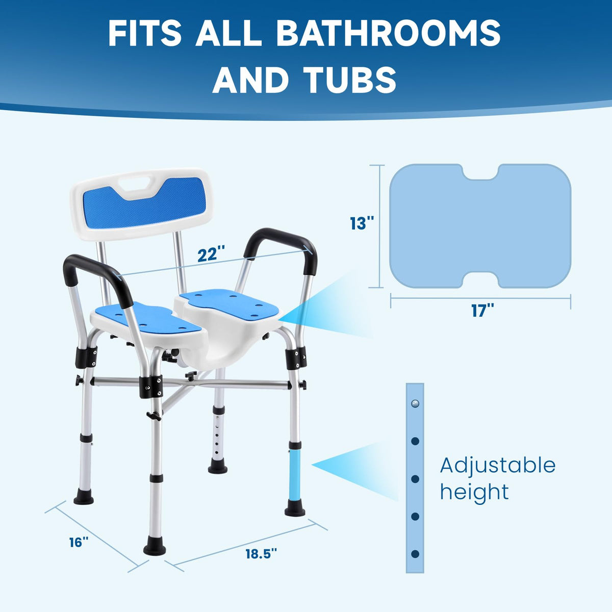 U-Shaped Shower Chair with Arms & Back E84400