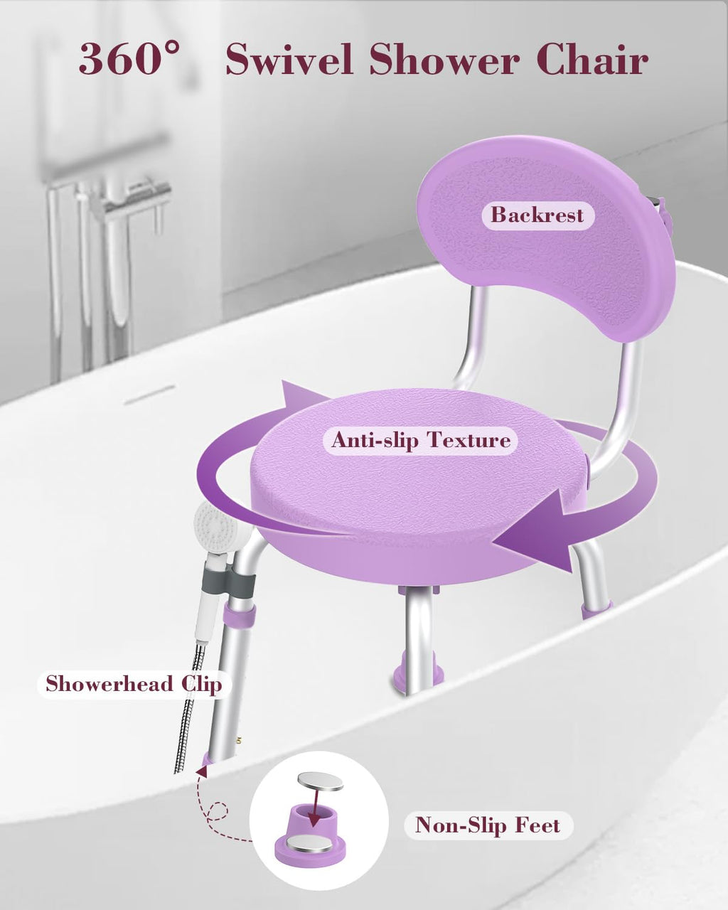 Swivel Shower Chair with Backrest B298471