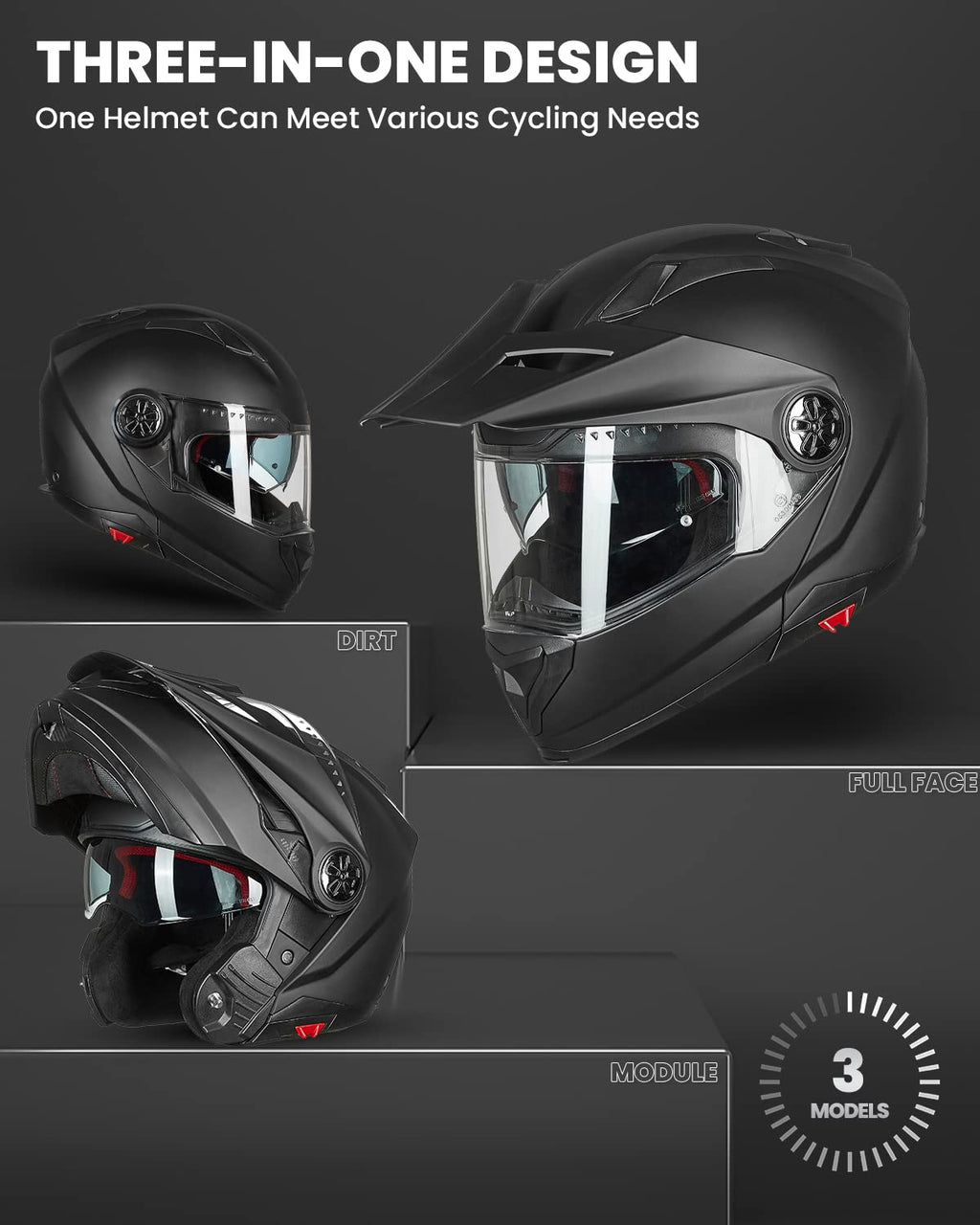 Full Face Modular ATV Helmet with Anti Fog Visor W193