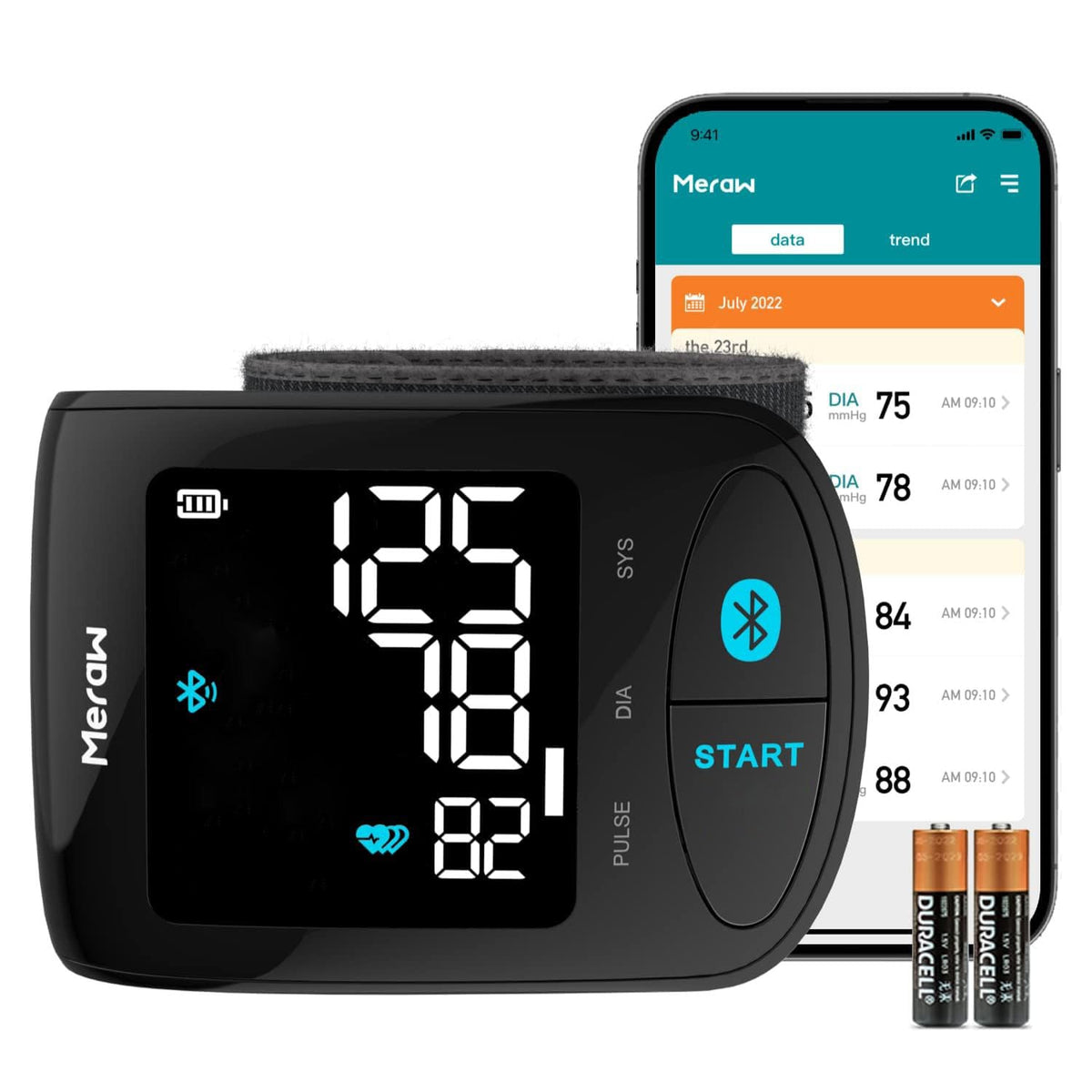 Blood Pressure Monitor Adult Cuff Wrist Automatic Bluetooth Black F23963