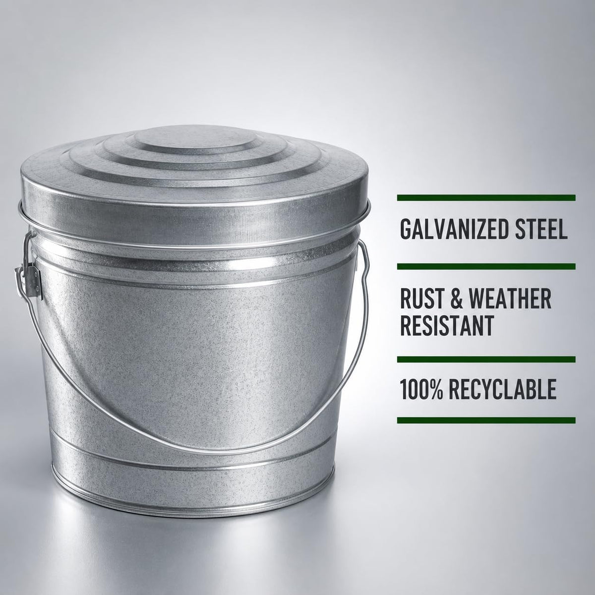 6 Gal Galvanized Steel Storage Can with Locking Lid B28347