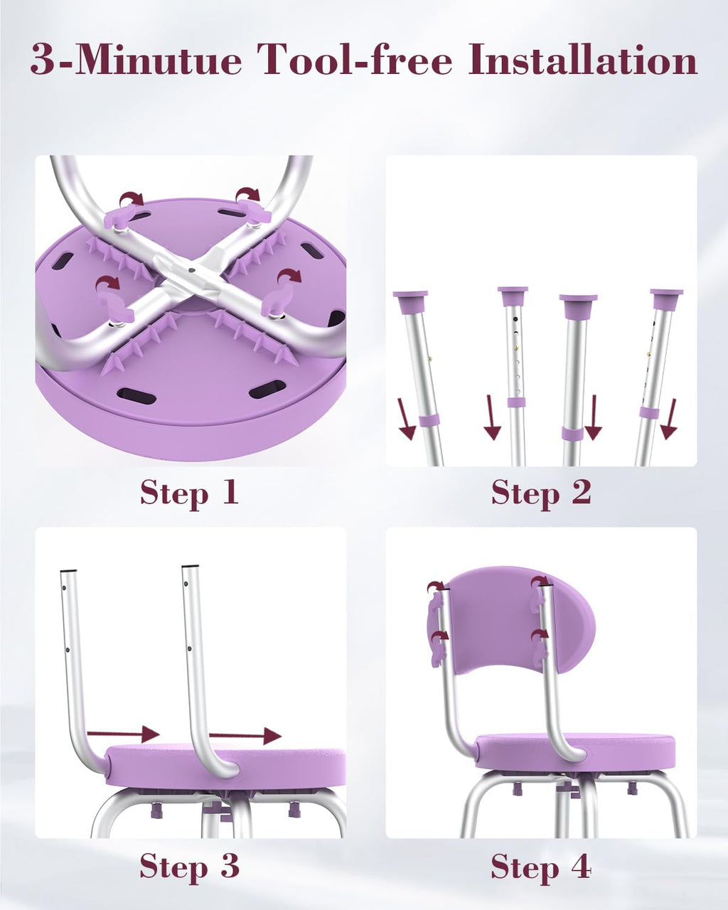 Swivel Shower Chair with Backrest B298471