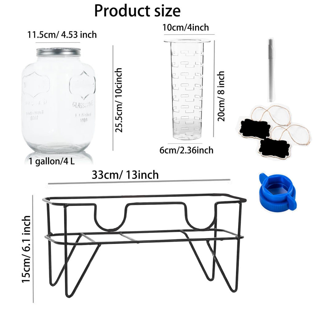 1 Gallon Glass Drink Dispenser with Stand 2 Pack M588